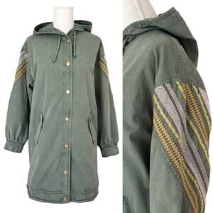 Anthropologie Pilcro Utility Anorak Jacket Size S Army Green Embroidered Boho